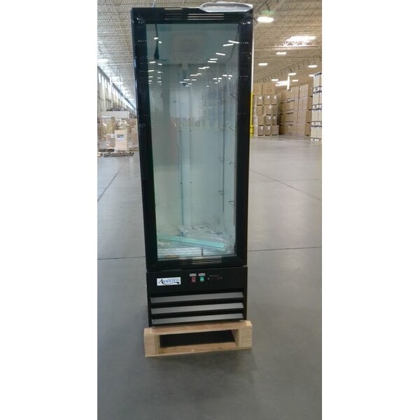 Scratch and Dent Avantco GDC-10-HC 21 5/8" Black Customizable Swing Glass Door Merchandiser Refrigerator with LED Lighting