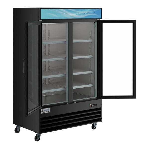 Scratch and Dent Avantco GDC-49F-HC 53" Black Customizable Swing Glass Door Merchandiser Freezer with LED Lighting