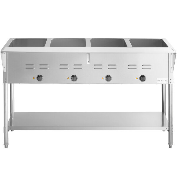 Scratch and Dent Avantco STE-4SA Four Pan Open Well Electric Steam Table with Undershelf - 120V, 2000W