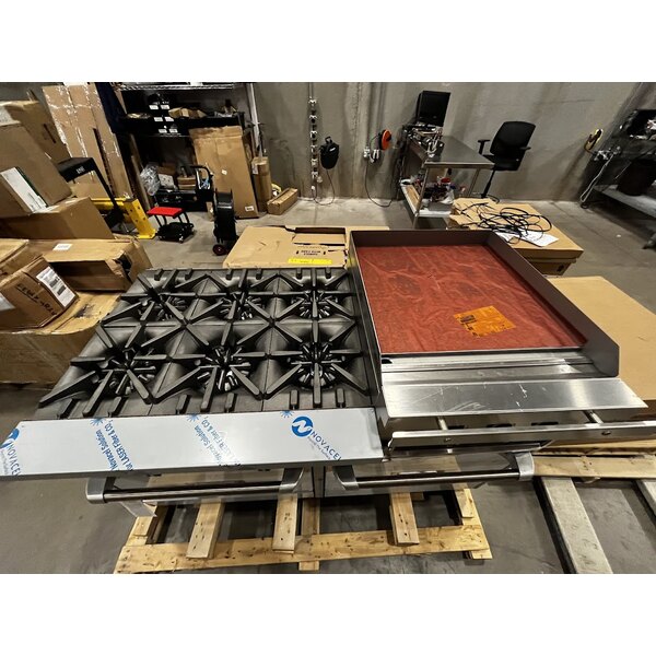 Scratch and Dent Garland G60-6R24RR Natural Gas 6 Burner 60" Range with 24" Raised Griddle / Broiler and 2 Standard Ovens - 307,000 BTU