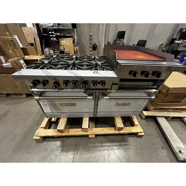 Scratch and Dent Garland G60-6R24RR Natural Gas 6 Burner 60" Range with 24" Raised Griddle / Broiler and 2 Standard Ovens - 307,000 BTU
