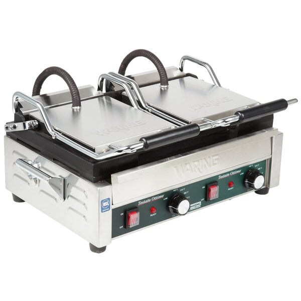 Scratch and Dent Waring WFG300 Tostato Ottimo Smooth Top & Bottom Dual Panini Sandwich Grill - 17" x 9 1/4" Cooking Surface - 240V, 3120W
