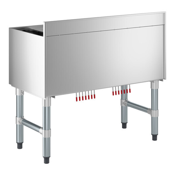 Scratch and Dent Regency IB1836-CPT 18" x 36" Underbar Ice Bin with 7 Circuit Post-Mix Cold Plate and Bottle Holders - 79 lb.