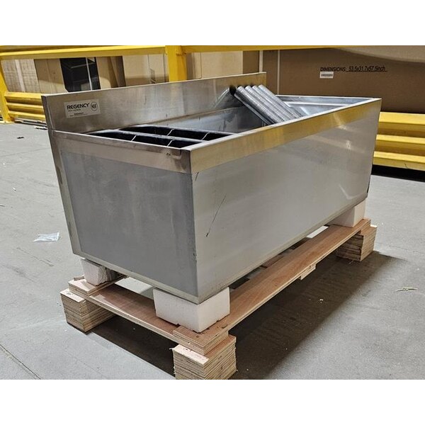 Scratch and Dent Regency IB1836-CPT 18" x 36" Underbar Ice Bin with 7 Circuit Post-Mix Cold Plate and Bottle Holders - 79 lb.