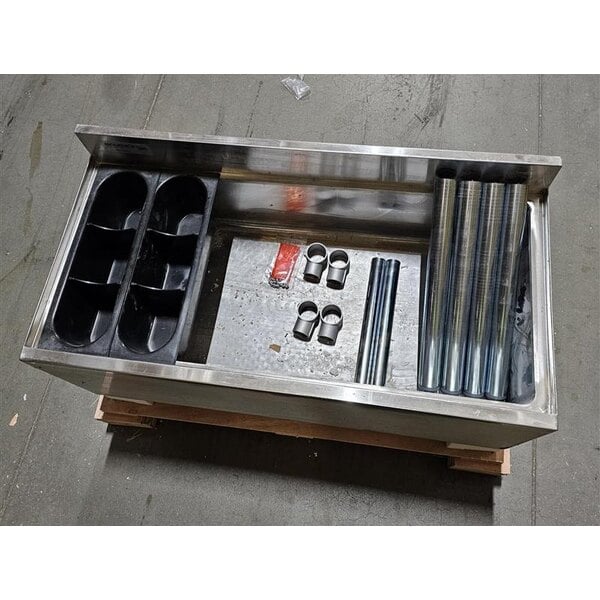 Scratch and Dent Regency IB1836-CPT 18" x 36" Underbar Ice Bin with 7 Circuit Post-Mix Cold Plate and Bottle Holders - 79 lb.