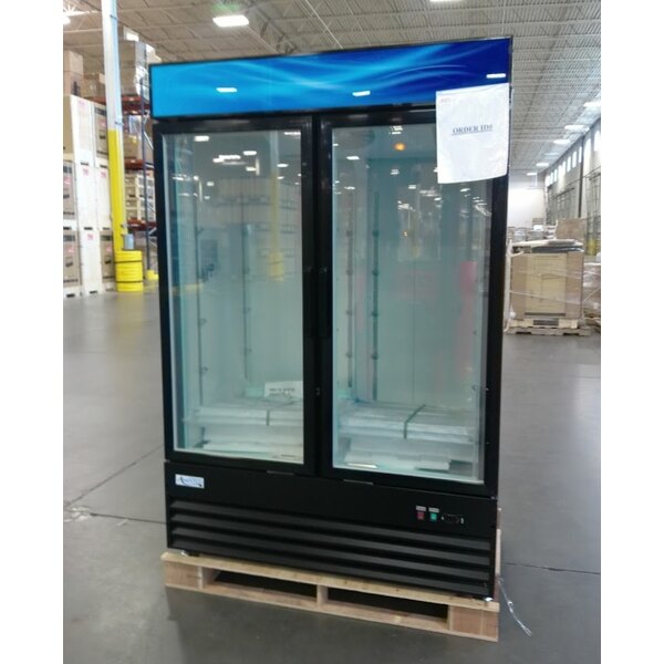 Scratch and Dent Avantco GDC-49F-HC 53" Black Customizable Swing Glass Door Merchandiser Freezer with LED Lighting