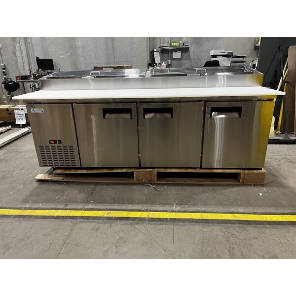 Scratch and Dent Avantco APPT-91-HC 92" 3 Door Refrigerated Pizza Prep Table