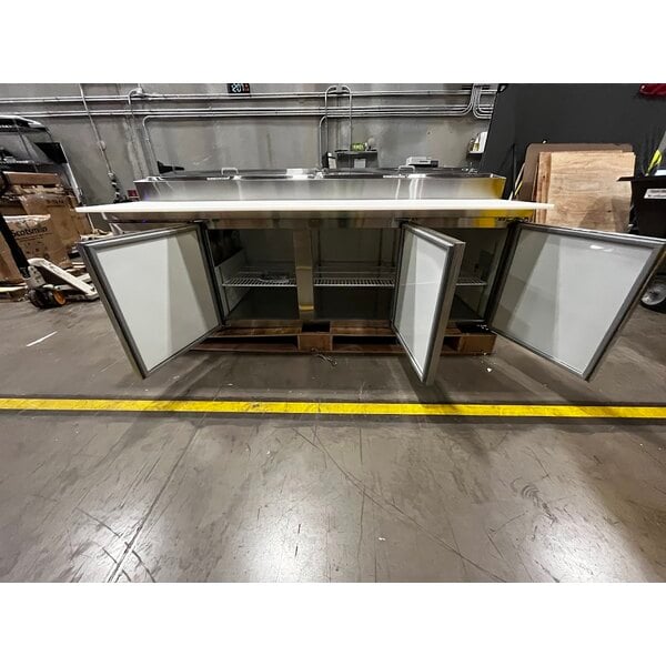 Scratch and Dent Avantco APPT-91-HC 92" 3 Door Refrigerated Pizza Prep Table