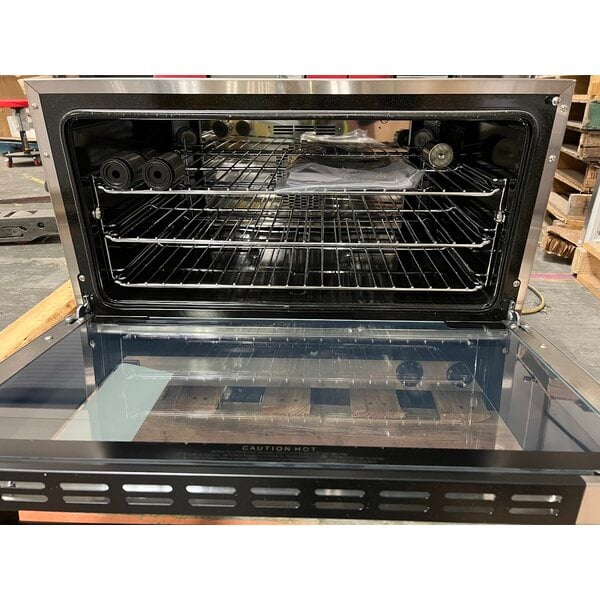 Scratch and Dent Moffat E27M2-P Turbofan Single Deck Full Size 2 Pan Electric Convection Oven with Mechanical Controls - 208V, 1 Phase, 2.7 kW