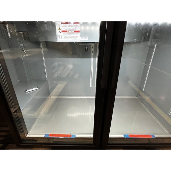 Scratch and Dent True TBB-2G-HC-LD 58 7/8" Black Glass Door Back Bar Refrigerator with LED Lighting