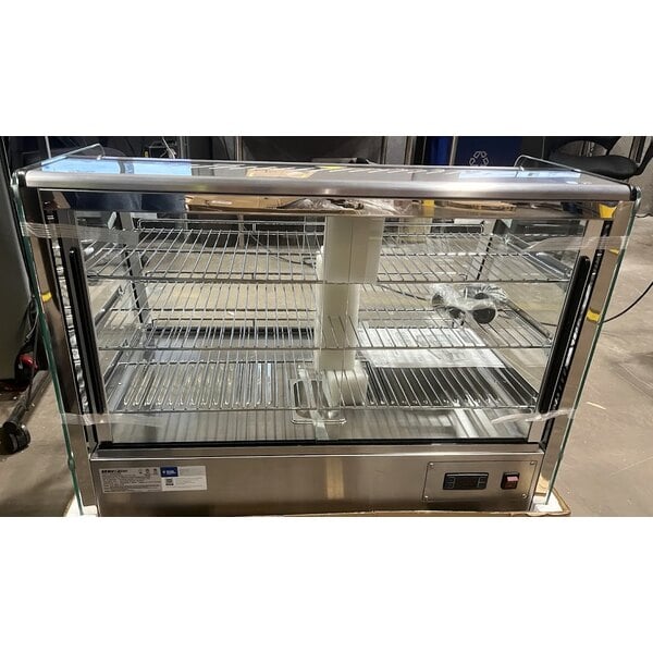 Scratch and Dent ServIt HDM-36 36" Self / Full Service 3 Shelf Countertop Heated Display Case with Sliding Doors - 120V, 1800W