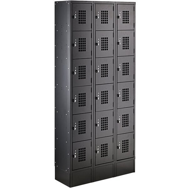 Scratch and Dent Regency Space Solutions Black 36" x 12" x 78" 3 Wide, 6 Tier Locker - Unassembled