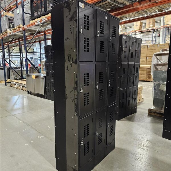 Scratch and Dent Regency Space Solutions Black 36" x 15" x 78" 3 Wide, 3 Tier Locker - Assembled