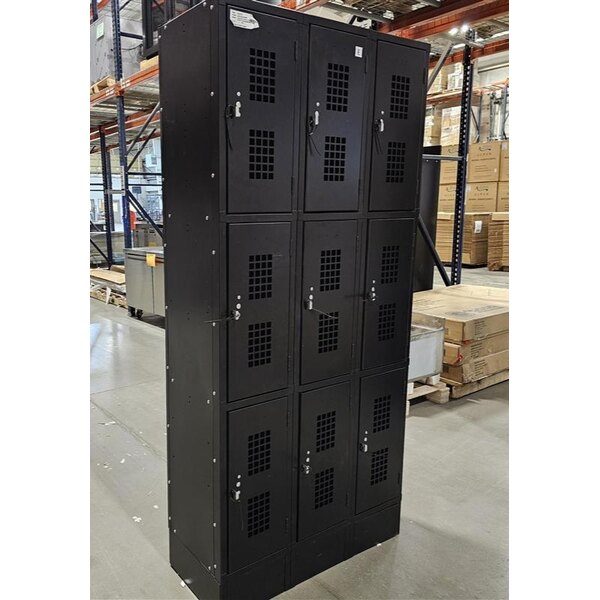 Scratch and Dent Regency Space Solutions Black 36" x 15" x 78" 3 Wide, 3 Tier Locker - Assembled