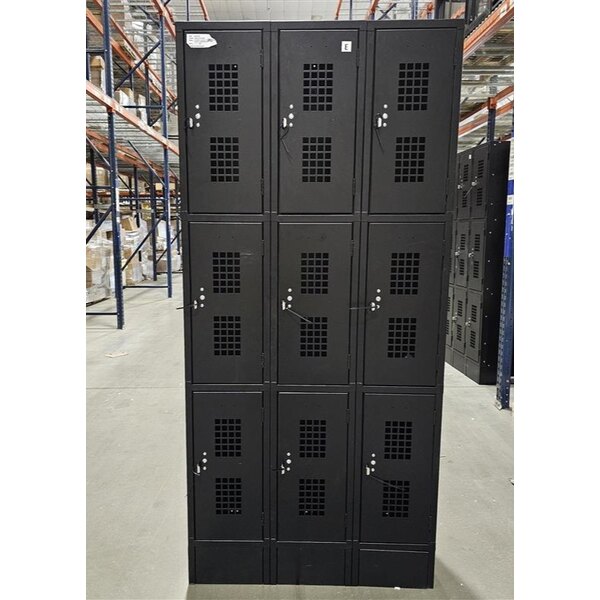 Scratch and Dent Regency Space Solutions Black 36" x 15" x 78" 3 Wide, 3 Tier Locker - Assembled