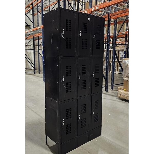 Scratch and Dent Regency Space Solutions Black 36" x 15" x 78" 3 Wide, 3 Tier Locker - Assembled