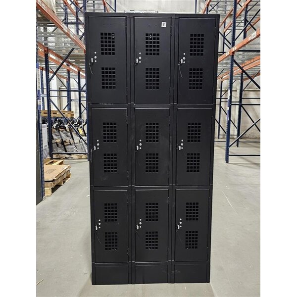 Scratch and Dent Regency Space Solutions Black 36" x 15" x 78" 3 Wide, 3 Tier Locker - Assembled