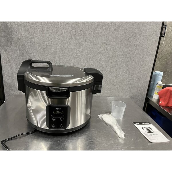 Scratch and Dent Avantco RCSB90 90 Cup (45 Cup Raw) Digital Electric Rice Cooker / Warmer with Hinged Lid - 240V, 2,500W