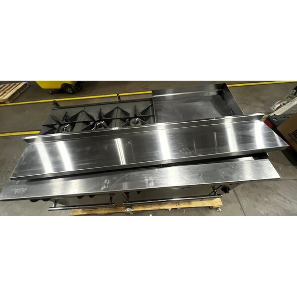 Scratch and Dent Wolf by Vulcan C60SS-6B24GN Challenger XL Series Natural Gas 60" Manual Range with 6 Burners, 24" Right Side Griddle, and 2 Standard Ovens - 278,000 BTU