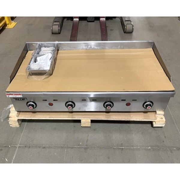 Scratch and Dent Vulcan VCRG48-T1 Natural Gas 48" Countertop Griddle with Snap-Action Thermostatic Controls - 100,000 BTU