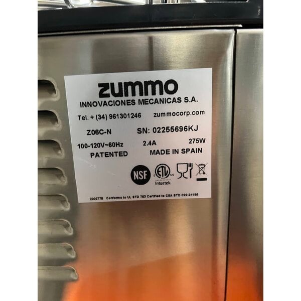 Scratch and Dent Zummo Z06-NOR Z06 Nature Orange Commercial Juicer - 10 Fruits / Minute