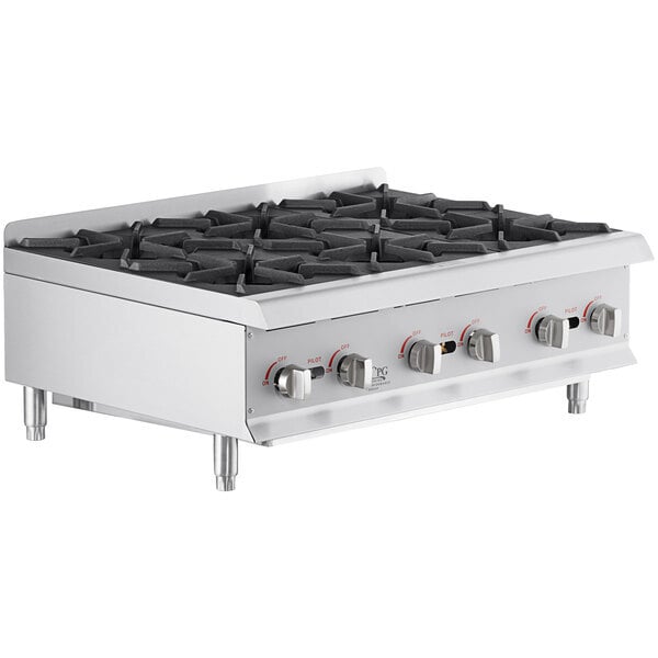 Scratch and Dent Cooking Performance Group R-CPG-36-NL 6 Burner Gas Countertop Range / Hot Plate - 132,000 BTU
