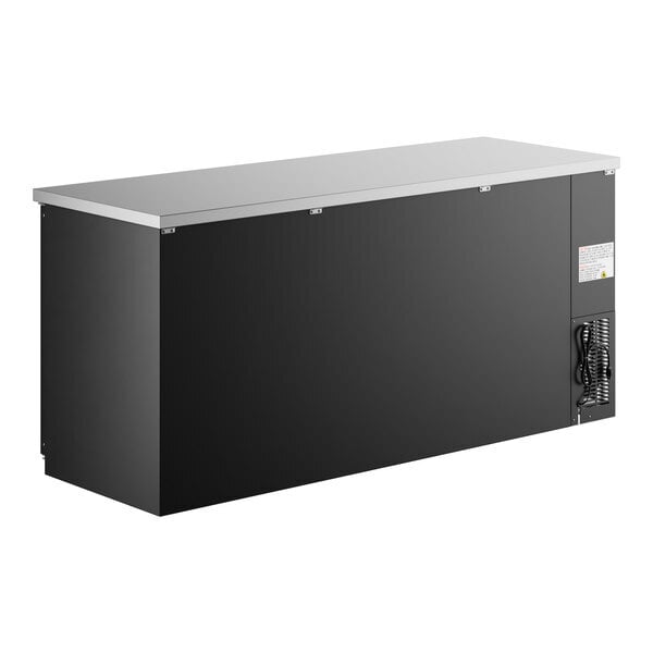 Scratch and Dent Avantco UBB-378-G-HC 78" Black Counter Height Glass Door Back Bar Refrigerator with LED Lighting