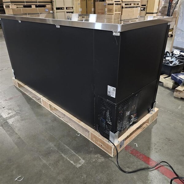 Scratch and Dent Avantco UBB-378-G-HC 78" Black Counter Height Glass Door Back Bar Refrigerator with LED Lighting