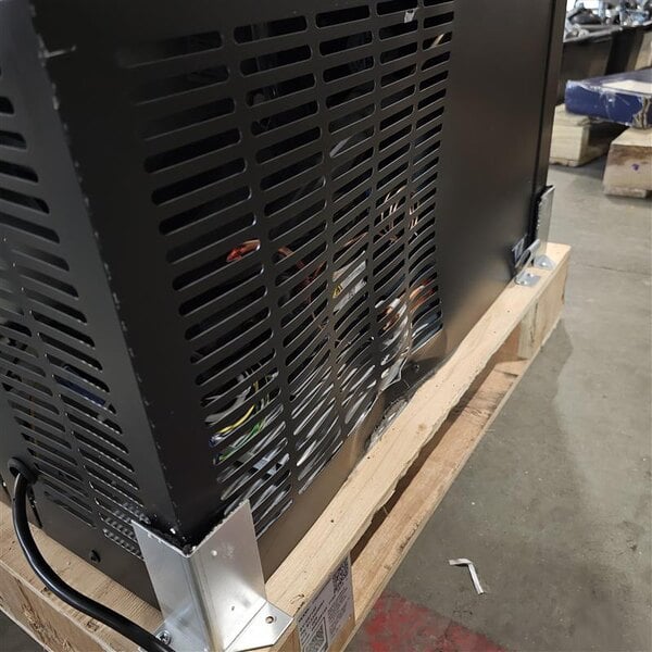 Scratch and Dent Avantco UBB-378-G-HC 78" Black Counter Height Glass Door Back Bar Refrigerator with LED Lighting