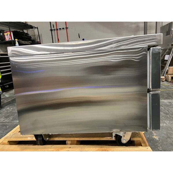 Scratch and Dent Cooking Performance Group G60T-NG(CPG) 60" Gas Countertop Griddle with Thermostatic Controls and 60", 2 Drawer Refrigerated Chef Base - 150,000 BTU