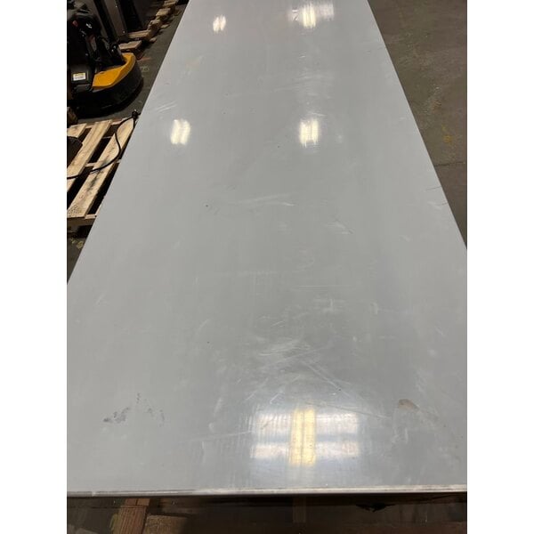 Scratch and Dent Regency 24" x 96" 16 Gauge Type 304 Stainless Steel Enclosed Base Table with Sliding Doors and Adjustable Midshelf