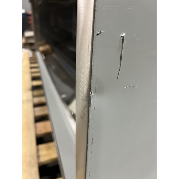 Scratch and Dent Regency 24" x 96" 16 Gauge Type 304 Stainless Steel Enclosed Base Table with Sliding Doors and Adjustable Midshelf