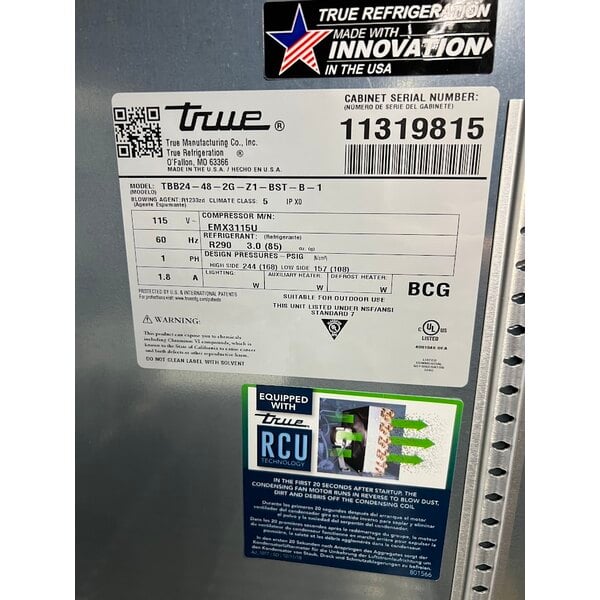 Scratch and Dent True TBB24-48-2G-Z1-BST-B-1 48 1/8" Black Glass Door Back Bar Refrigerator with Black Sub Top and LED Lighting