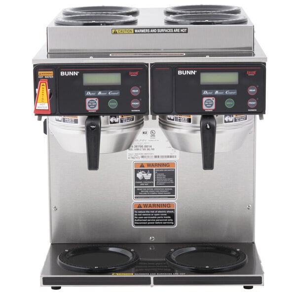 Scratch and Dent Bunn 38700.0014 Axiom 4/2 Twin 12 Cup Automatic Coffee Brewer with 4 Upper and 2 Lower Warmers - 120/208-240V