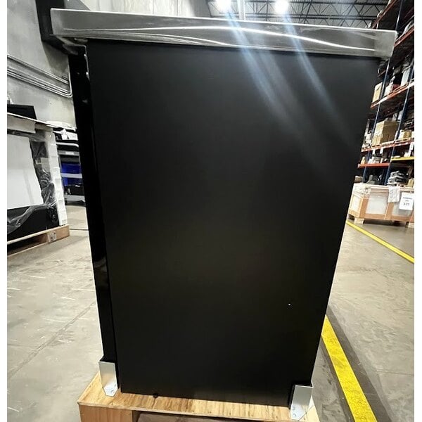 Scratch and Dent Avantco UBB-72G-HC 73" Black Counter Height Narrow Glass Door Back Bar Refrigerator with LED Lighting