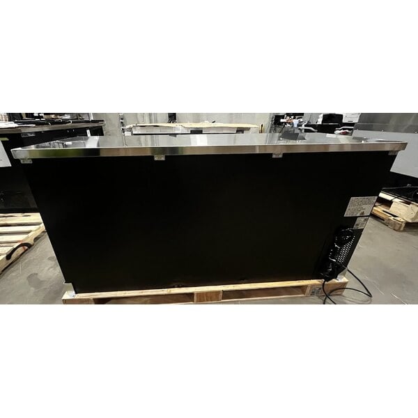 Scratch and Dent Avantco UBB-72G-HC 73" Black Counter Height Narrow Glass Door Back Bar Refrigerator with LED Lighting