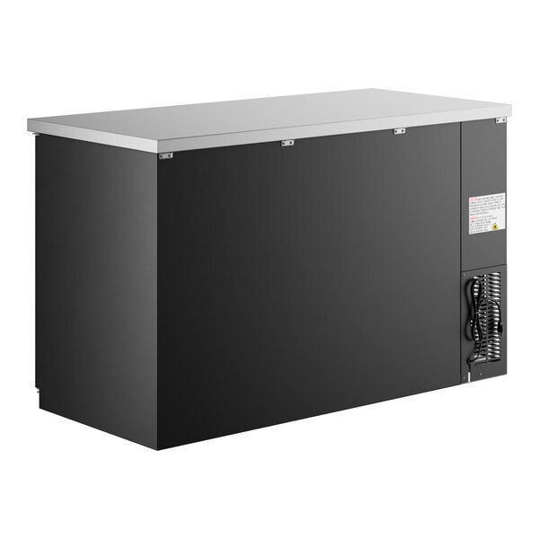 Scratch and Dent Avantco UBB-2-HC 59" Black Counter Height Solid Door Back Bar Refrigerator with LED Lighting