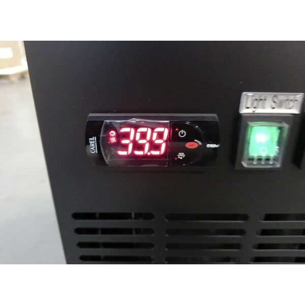 Scratch and Dent Avantco UBB-2-HC 59" Black Counter Height Solid Door Back Bar Refrigerator with LED Lighting