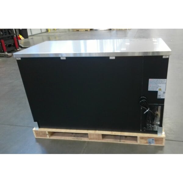Scratch and Dent Avantco UBB-2-HC 59" Black Counter Height Solid Door Back Bar Refrigerator with LED Lighting