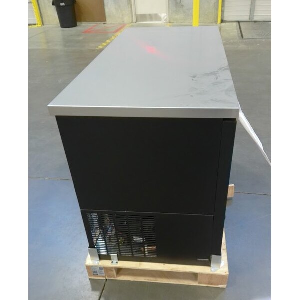 Scratch and Dent Avantco UBB-2-HC 59" Black Counter Height Solid Door Back Bar Refrigerator with LED Lighting