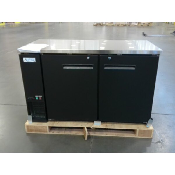 Scratch and Dent Avantco UBB-2-HC 59" Black Counter Height Solid Door Back Bar Refrigerator with LED Lighting