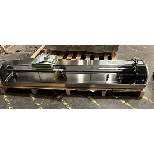 Scratch and Dent Hoshizaki HNC-210BA-R-SLH Curved Glass Refrigerated Sushi Display Case 83" - Right Side Compressor