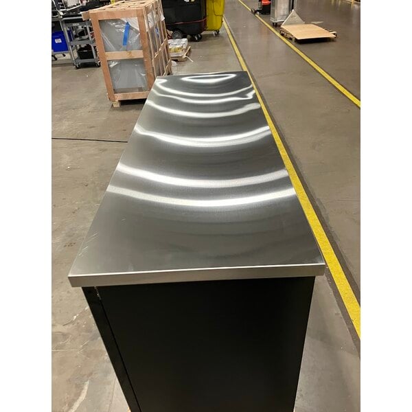 Scratch and Dent Avantco UBB-72G-HC 73" Black Counter Height Narrow Glass Door Back Bar Refrigerator with LED Lighting