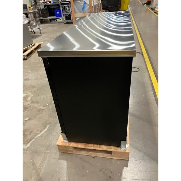 Scratch and Dent Avantco UBB-72G-HC 73" Black Counter Height Narrow Glass Door Back Bar Refrigerator with LED Lighting