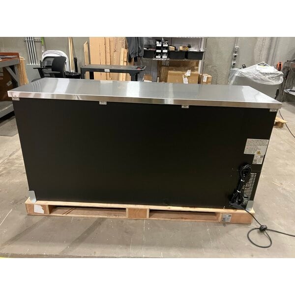 Scratch and Dent Avantco UBB-72G-HC 73" Black Counter Height Narrow Glass Door Back Bar Refrigerator with LED Lighting