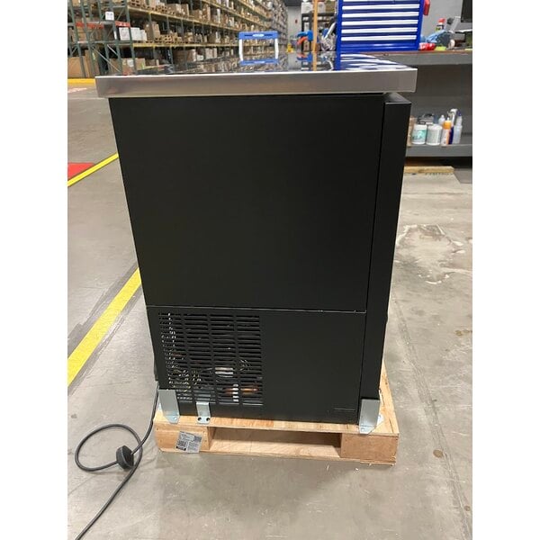 Scratch and Dent Avantco UBB-72G-HC 73" Black Counter Height Narrow Glass Door Back Bar Refrigerator with LED Lighting