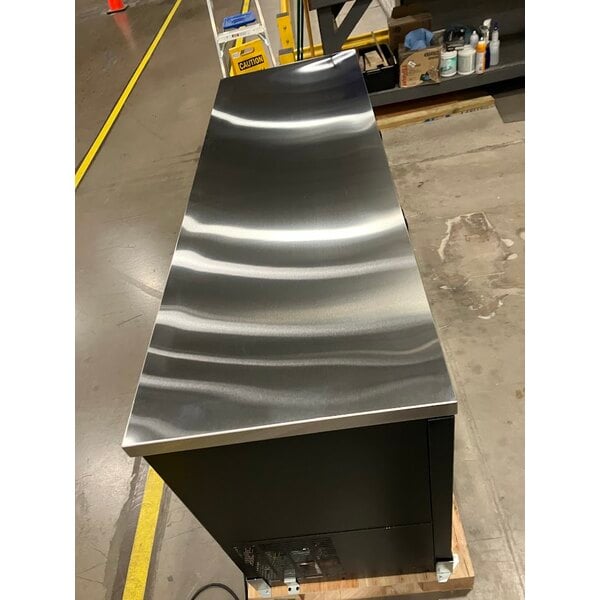 Scratch and Dent Avantco UBB-72G-HC 73" Black Counter Height Narrow Glass Door Back Bar Refrigerator with LED Lighting