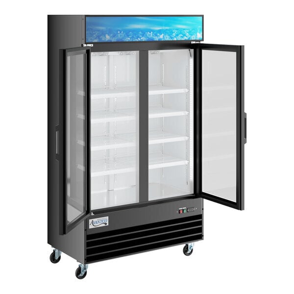 Scratch and Dent Avantco GDC-40-HC 48" Black Customizable Swing Glass Door Merchandiser Refrigerator with LED Lighting