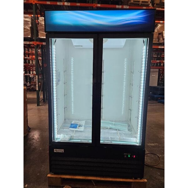 Scratch and Dent Avantco GDC-40-HC 48" Black Customizable Swing Glass Door Merchandiser Refrigerator with LED Lighting