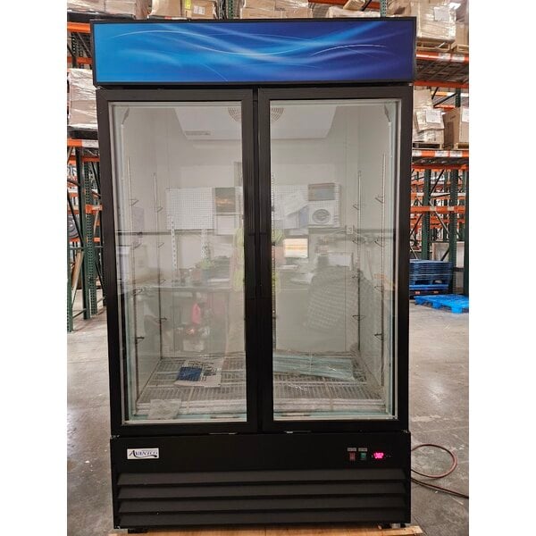 Scratch and Dent Avantco GDC-40-HC 48" Black Customizable Swing Glass Door Merchandiser Refrigerator with LED Lighting